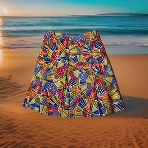 Talbots Skirt Womens Petite 4P Multicolor Lined Abstract Artsy Vintage USA